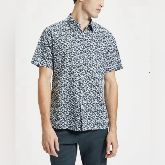Theory Abstract Print Irving Short Sleeves Shirt - Picture 1 of 11